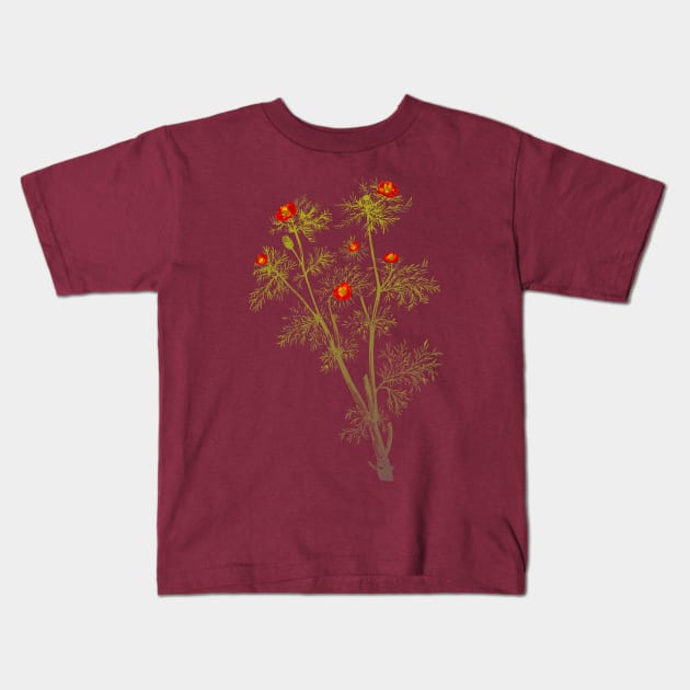 Vintage florals - Pheasant's Eye Kids T-Shirt by VrijFormaat
